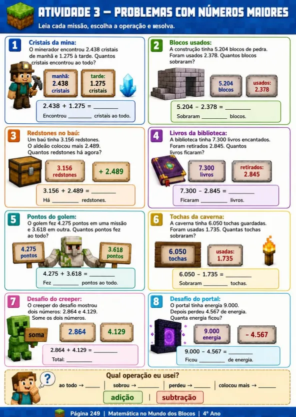 Amostra de atividade do 4º ano
