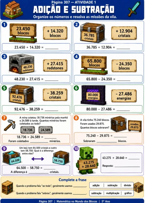 Amostra de atividade do 5º ano